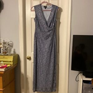 Connected Apparel long sequin and lace dress.